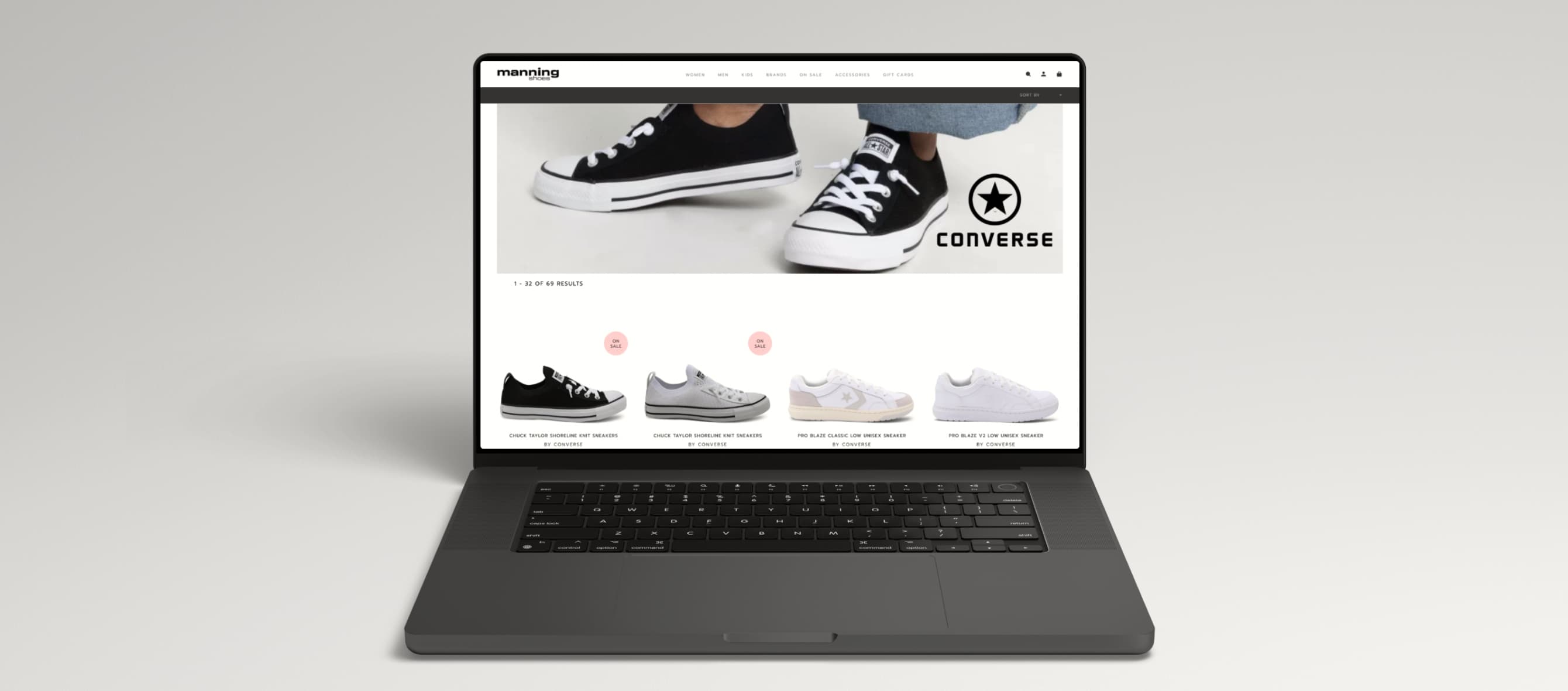 Manning Shoes eCommerce store desktop view