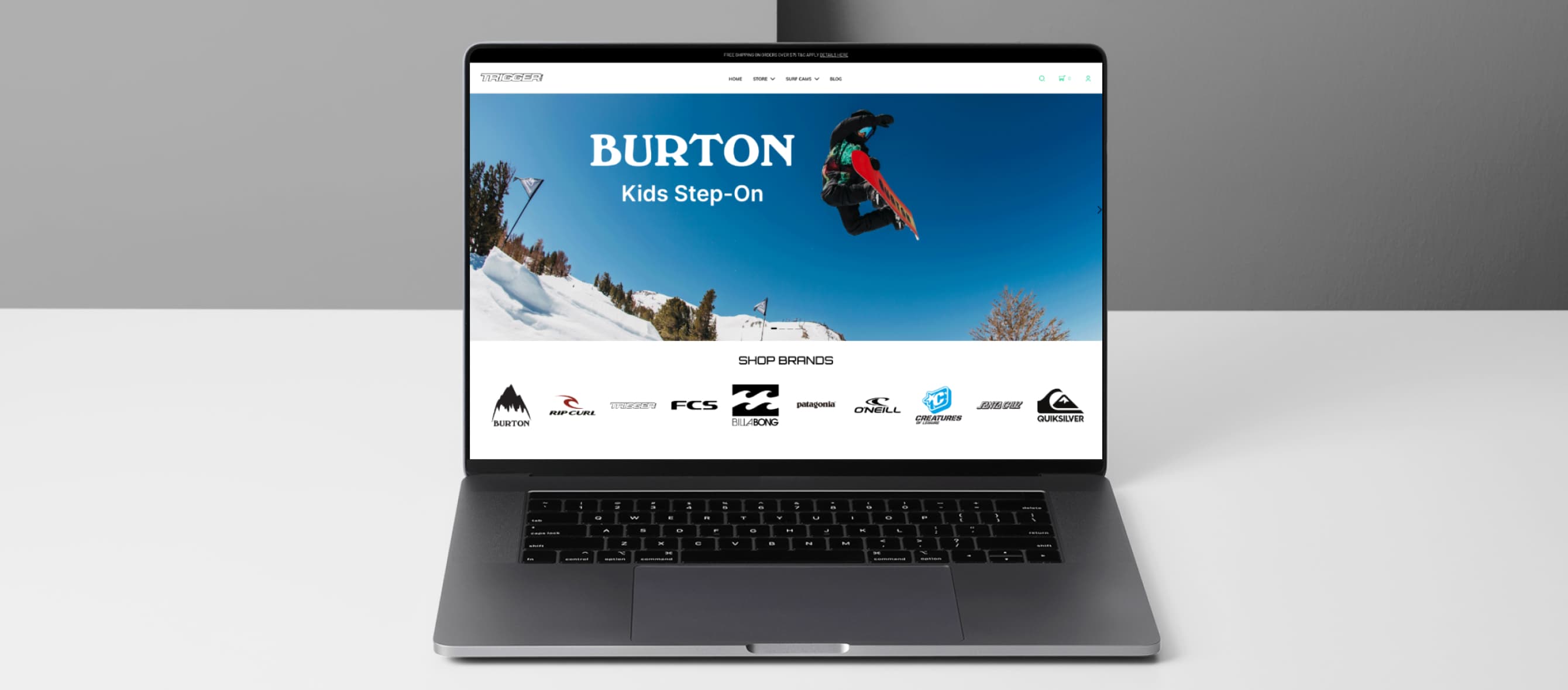 trigger brothers a website where you can shop surf bords, skate bords and snow bords