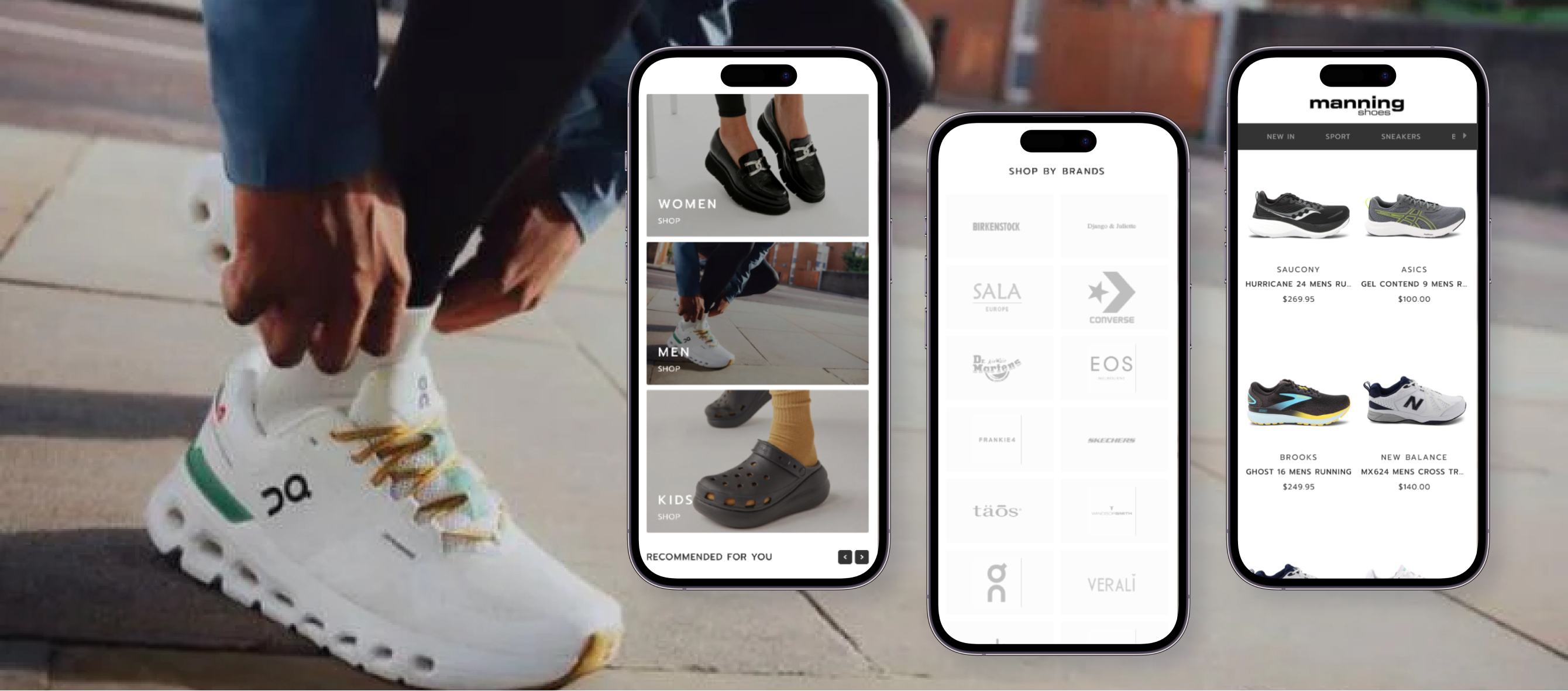 Manning Shoes eCommerce store mobile view
